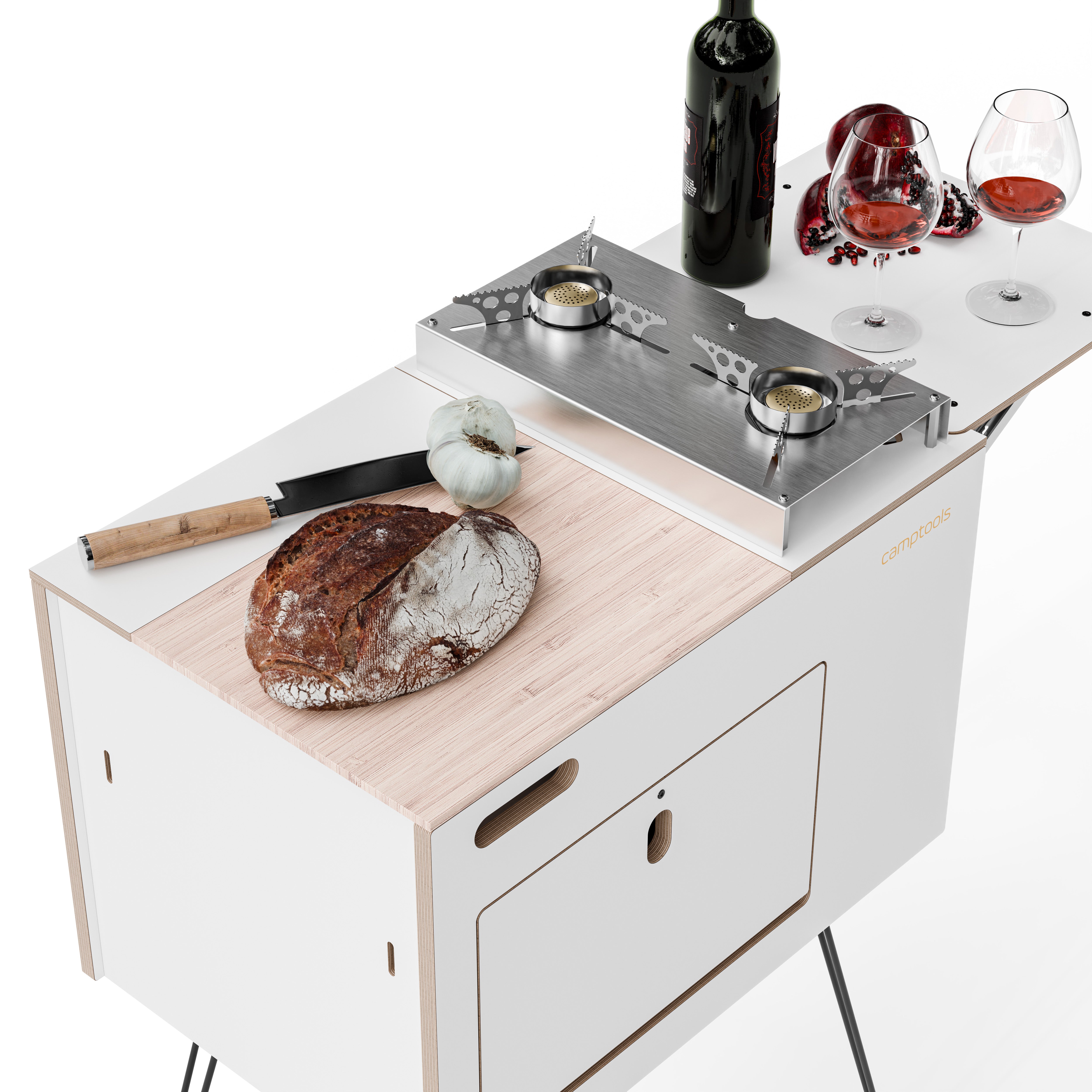 COBO Küchenbox und Kochbox mit Gaskocher im Euroboxformat