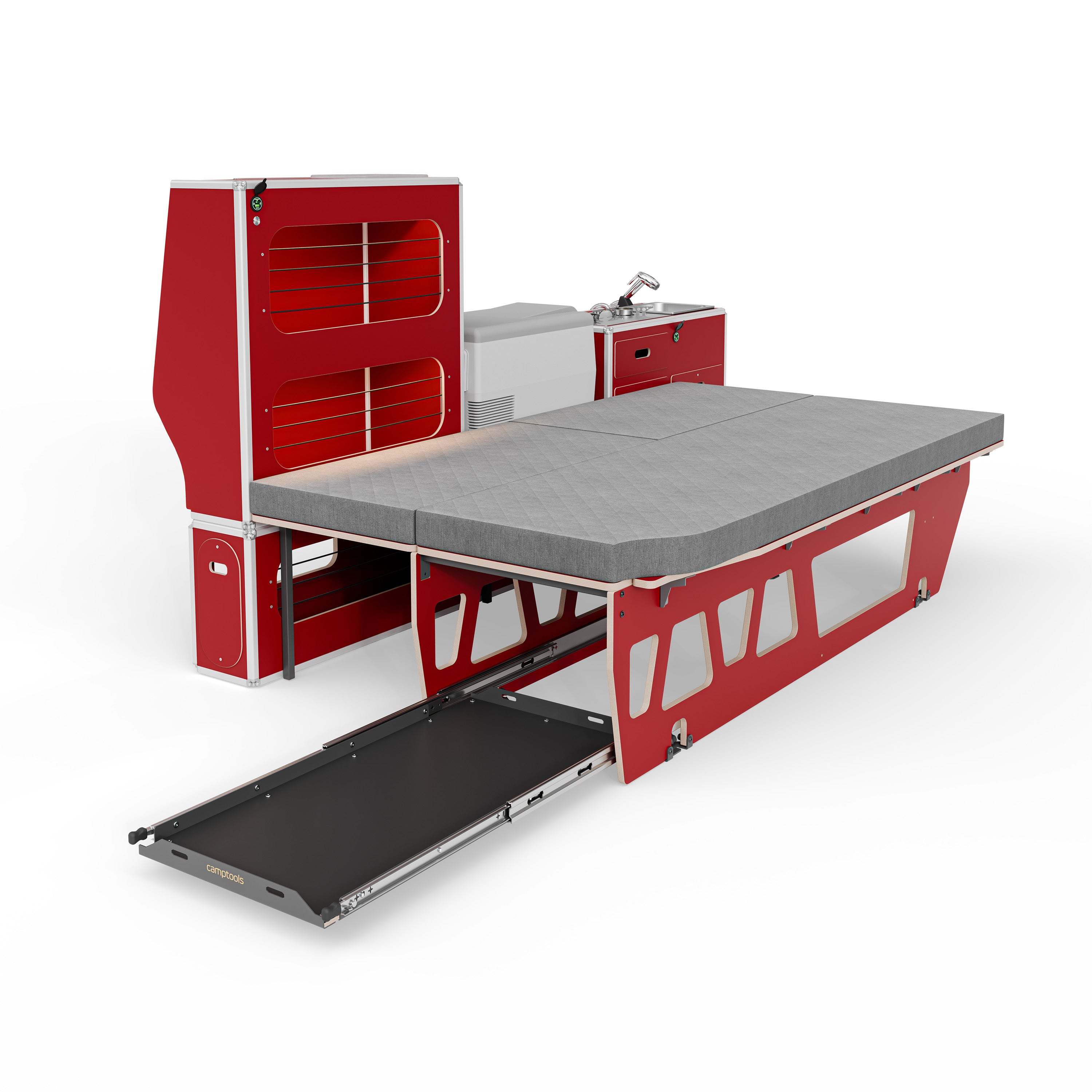 CENTERLINE Komplettset inkl. Küche, Bett mit Heckauszug, Schränken und Kühlbox