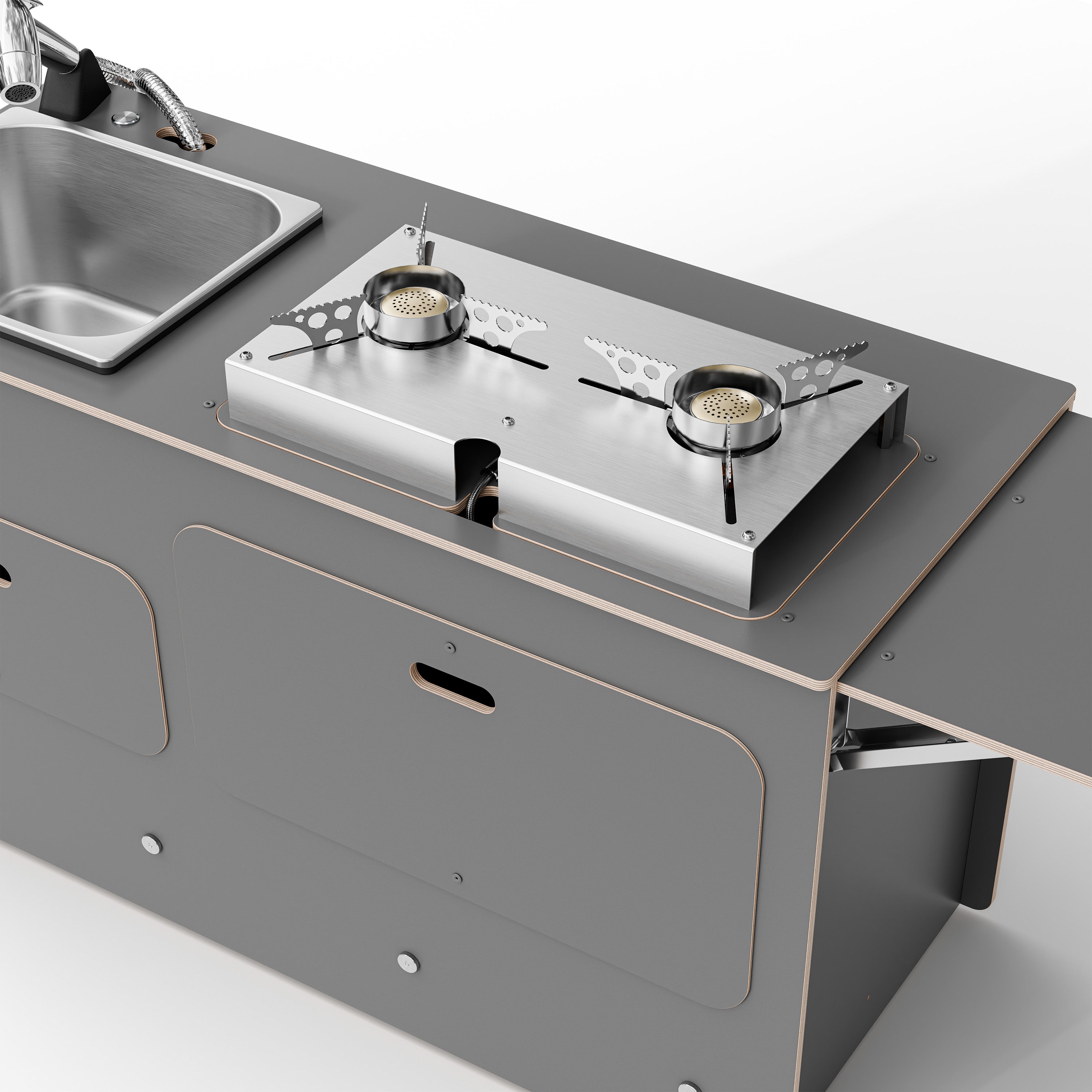 SIDEKIT2 - ausziehbare Küche für Schiebetür und Kofferraum