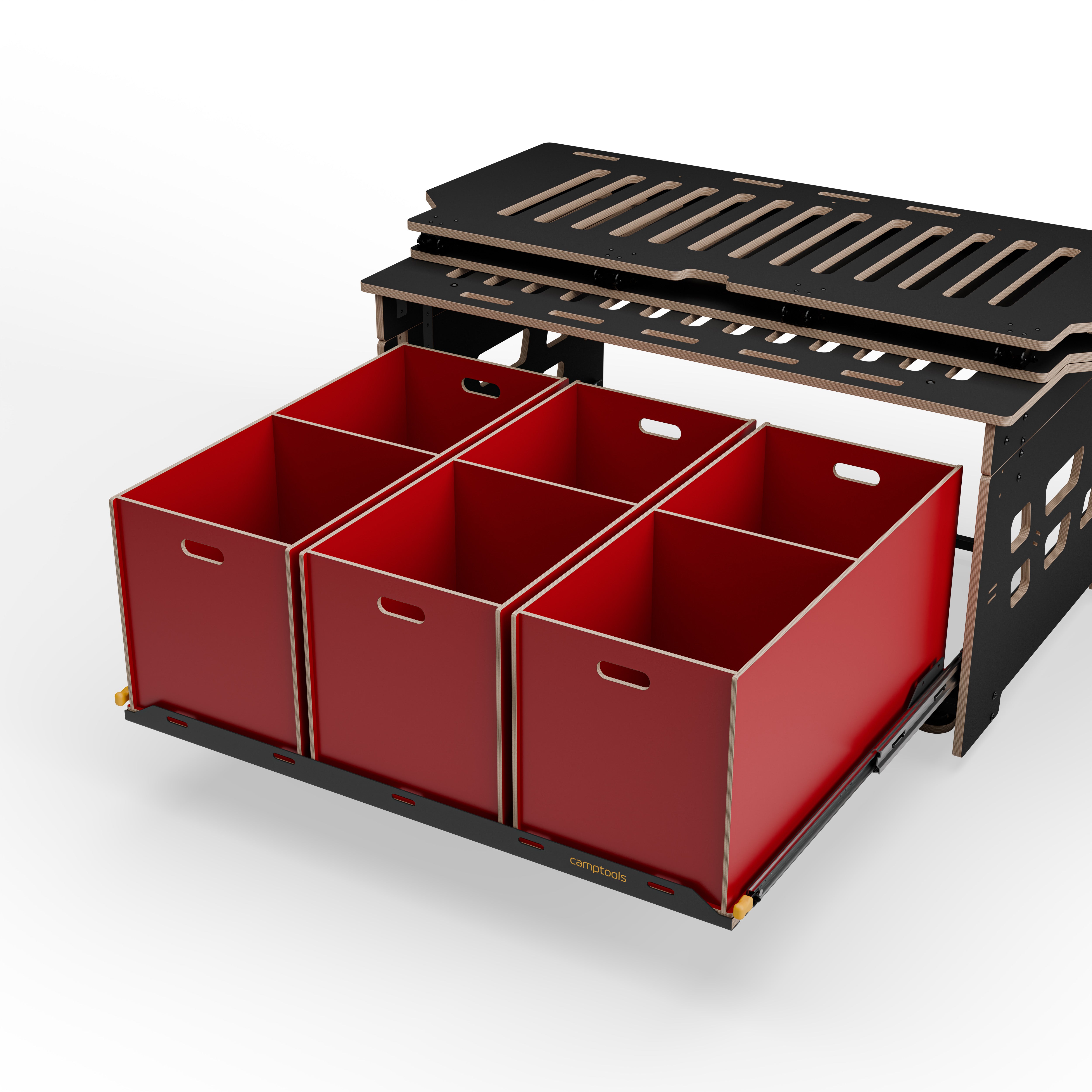 Staukiste groß mit zwei Fächern in verschiedenen Farben aus Holz