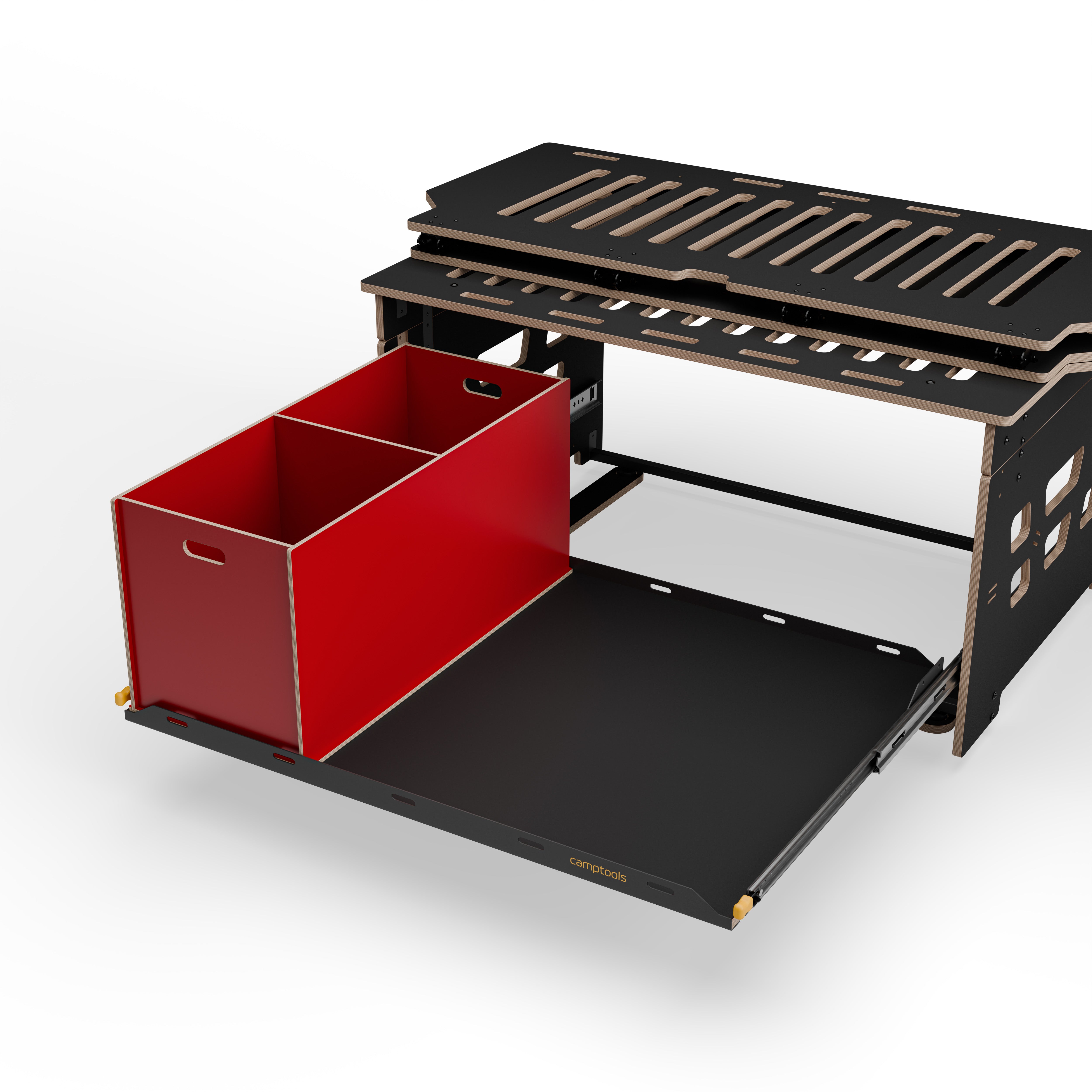 Staukiste groß mit zwei Fächern in verschiedenen Farben aus Holz