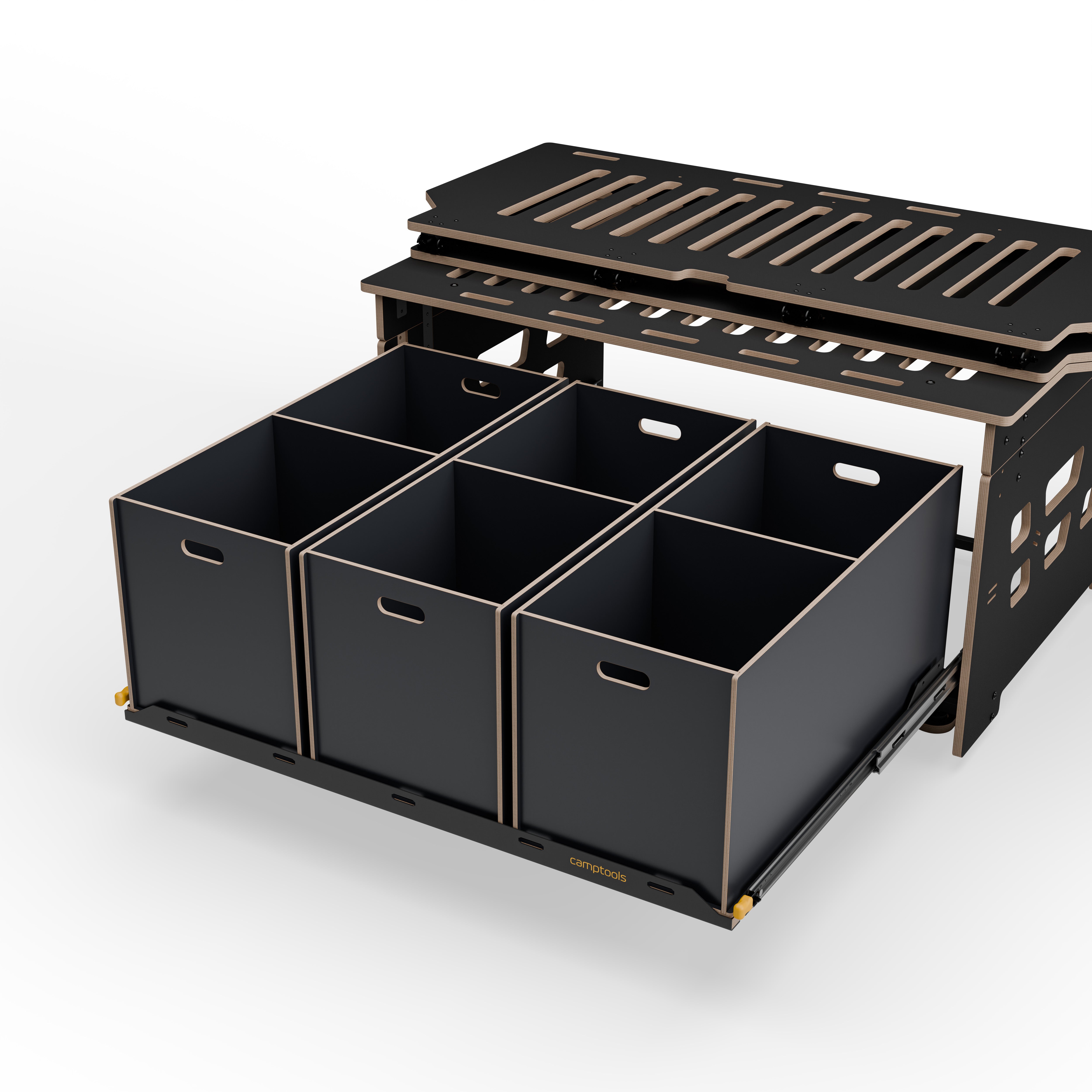 Staukiste groß mit zwei Fächern in verschiedenen Farben aus Holz