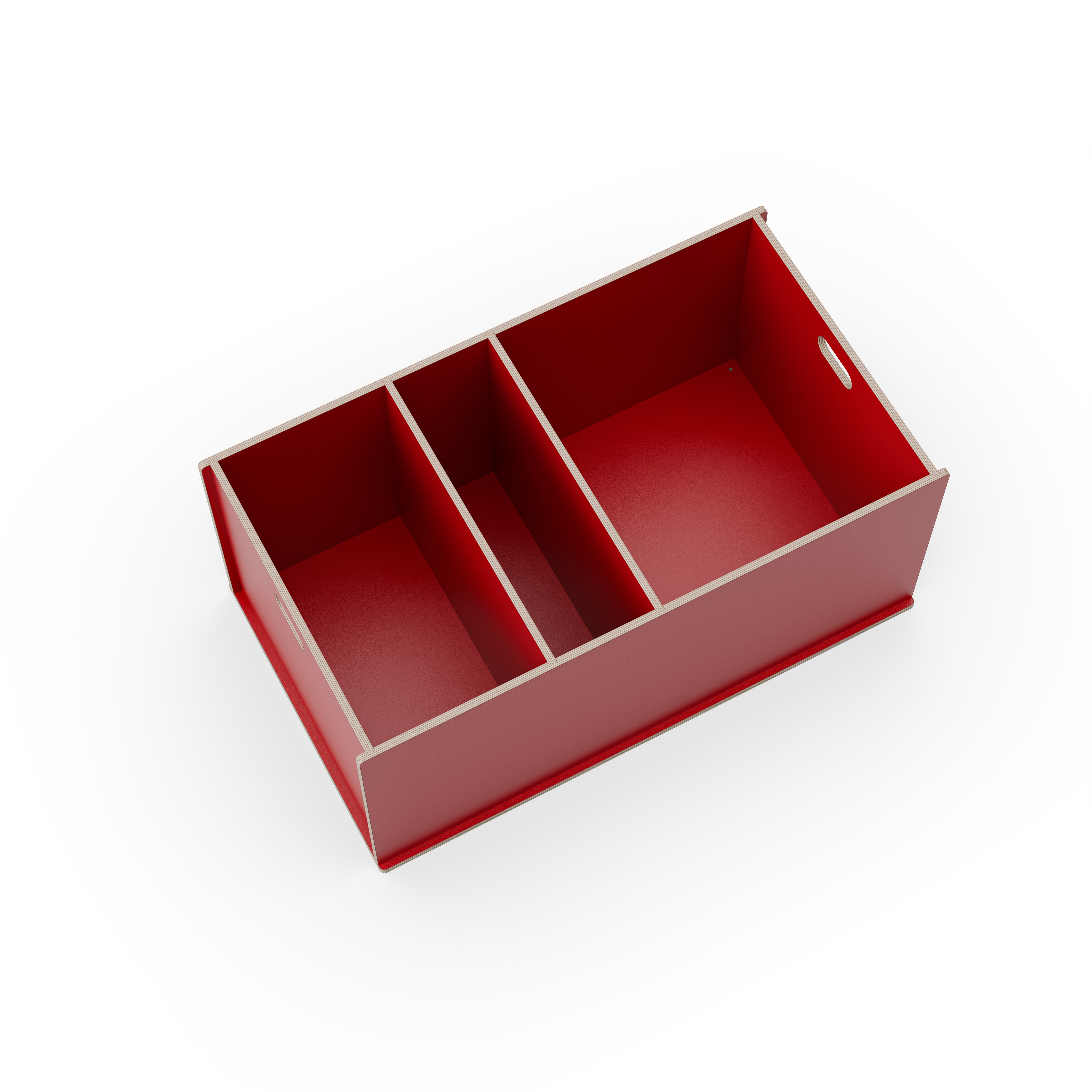 Staukiste klein mit drei Fächern in verschiedenen Farben aus Holz