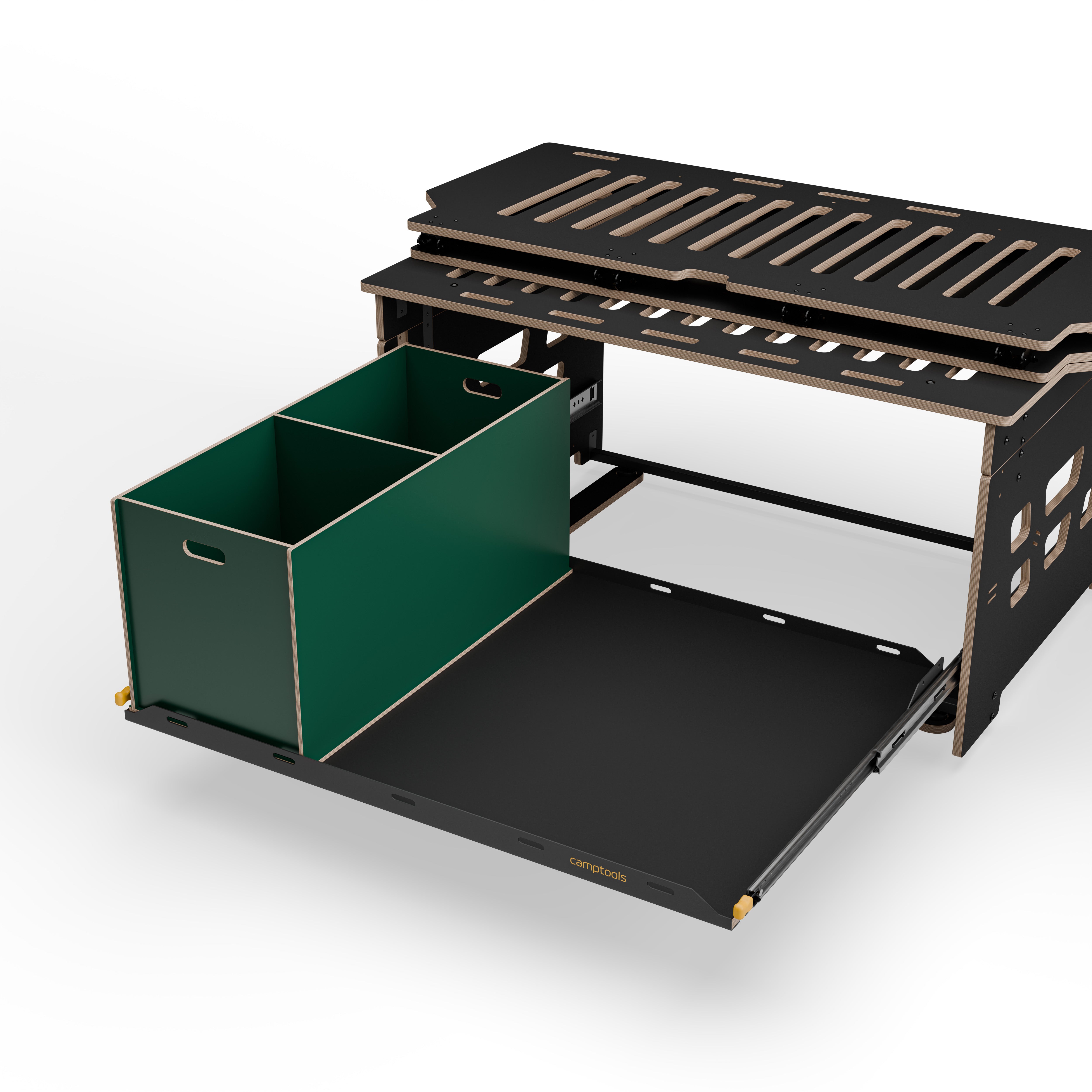 Staukiste groß mit zwei Fächern in verschiedenen Farben aus Holz