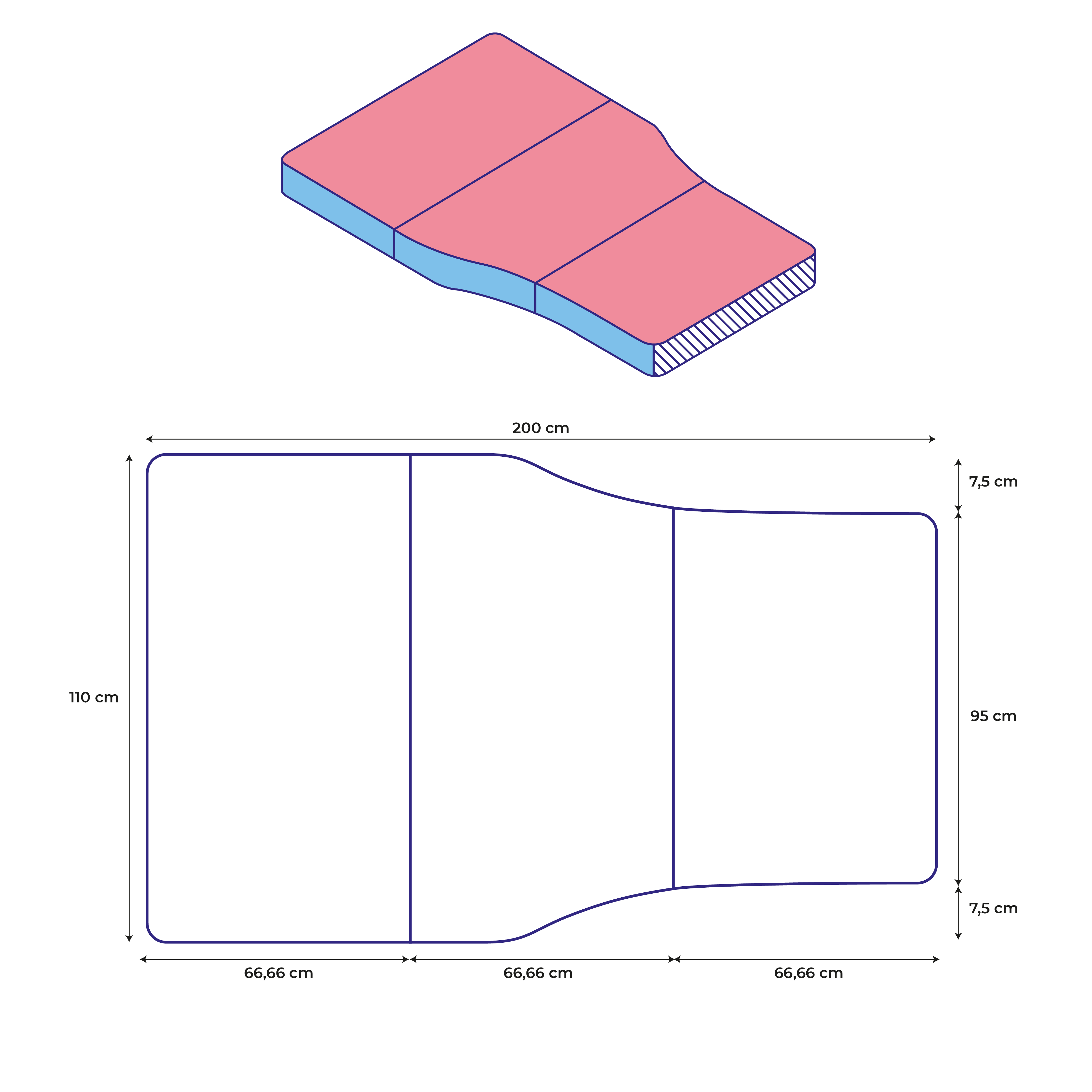 Faltbare Premium-Matratze für Tesla Model Y und Model 3 mit Memoryschaum