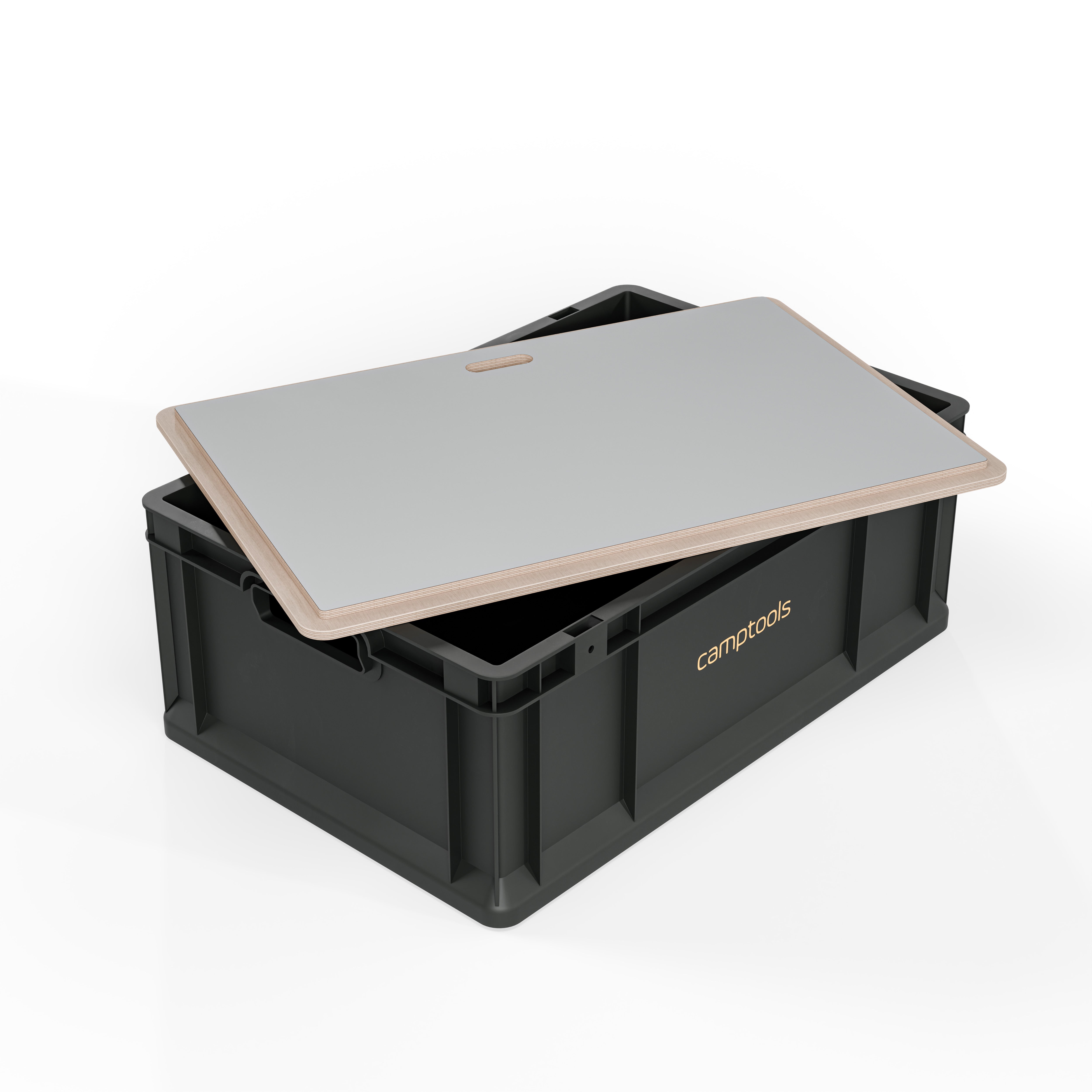 Eurobox Anthrazit mit Deckel im Set in verschiedenen Größen aus Recyclingkunststoff