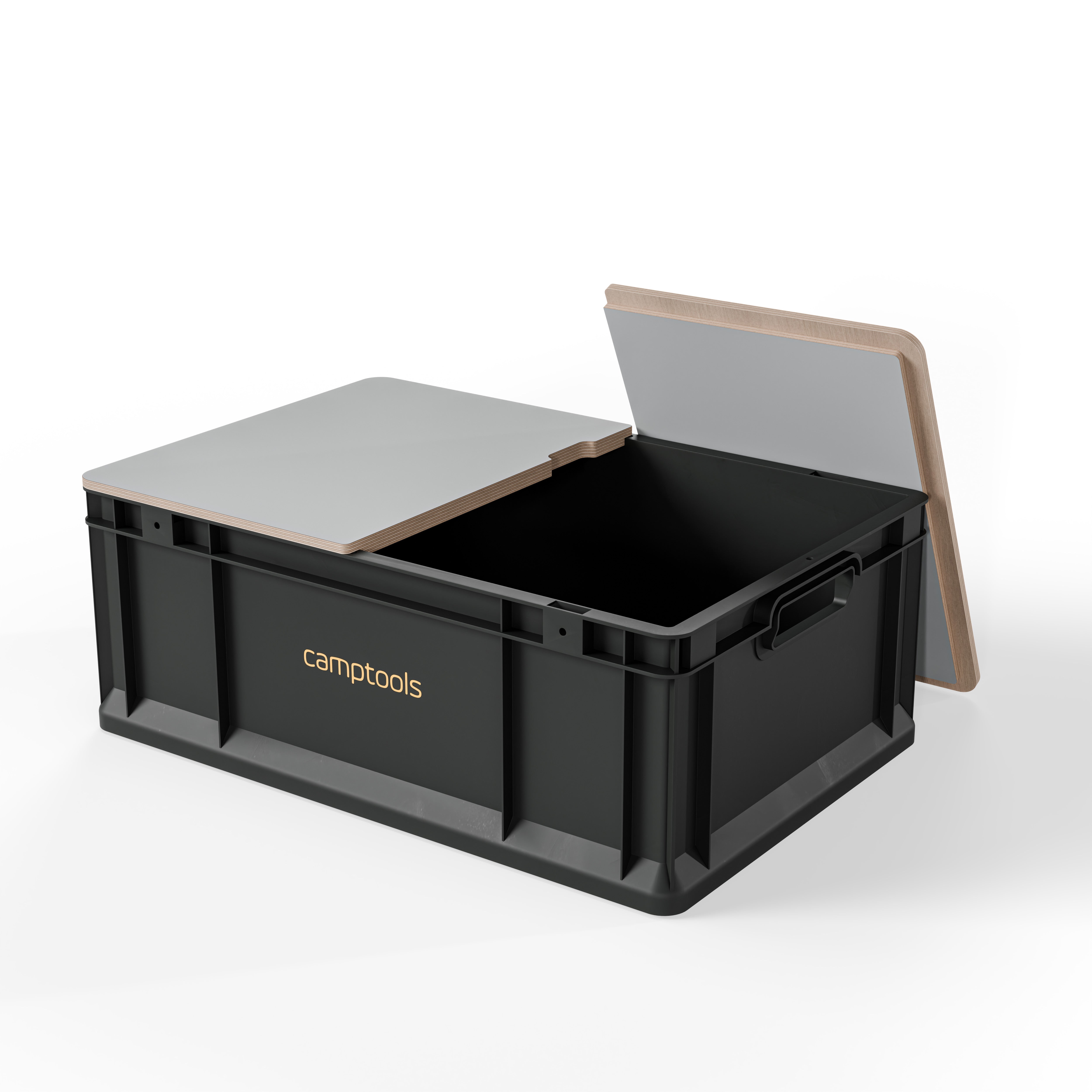 Eurobox Anthrazit mit Deckel im Set in verschiedenen Größen aus Recyclingkunststoff