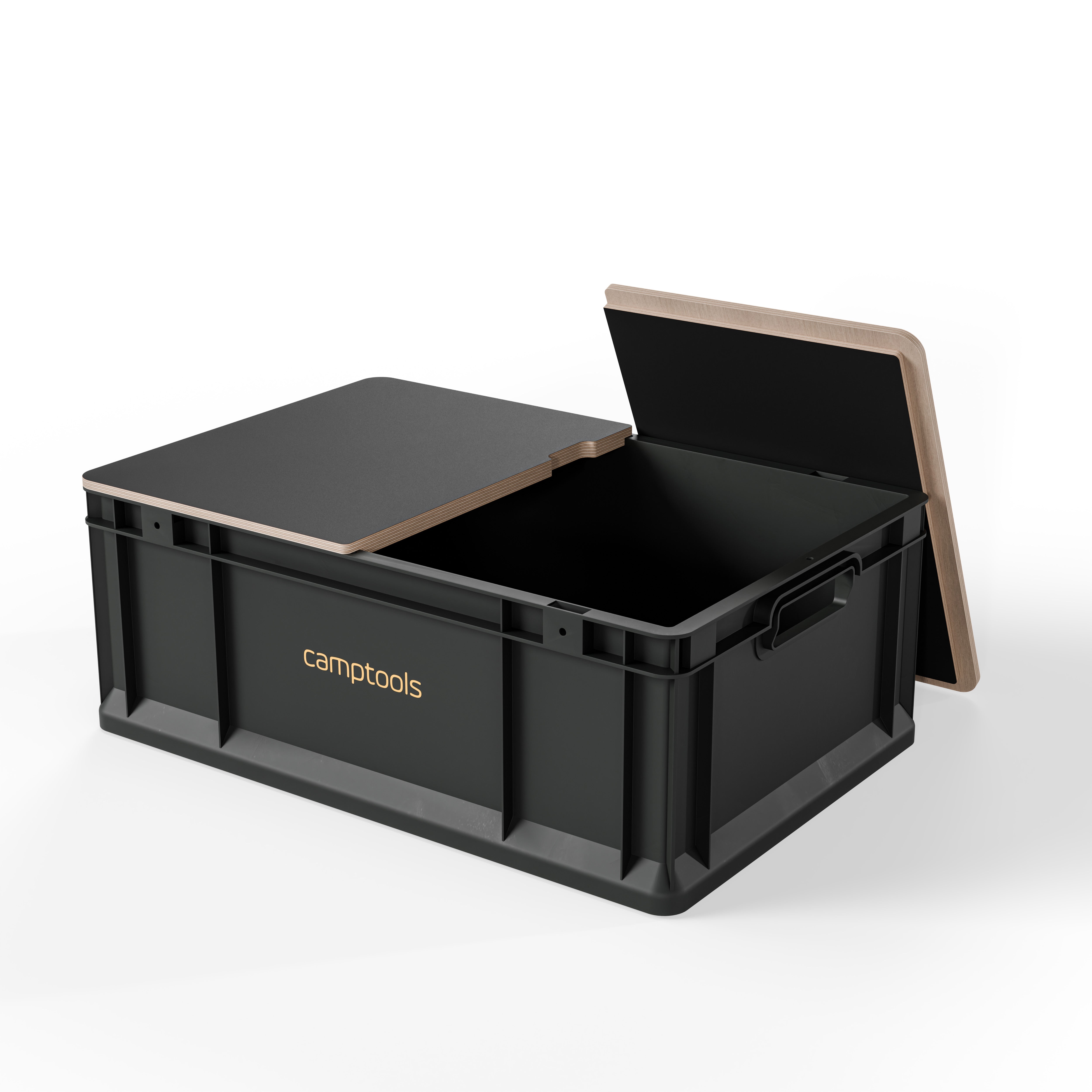 Eurobox Anthrazit mit Deckel im Set in verschiedenen Größen aus Recyclingkunststoff