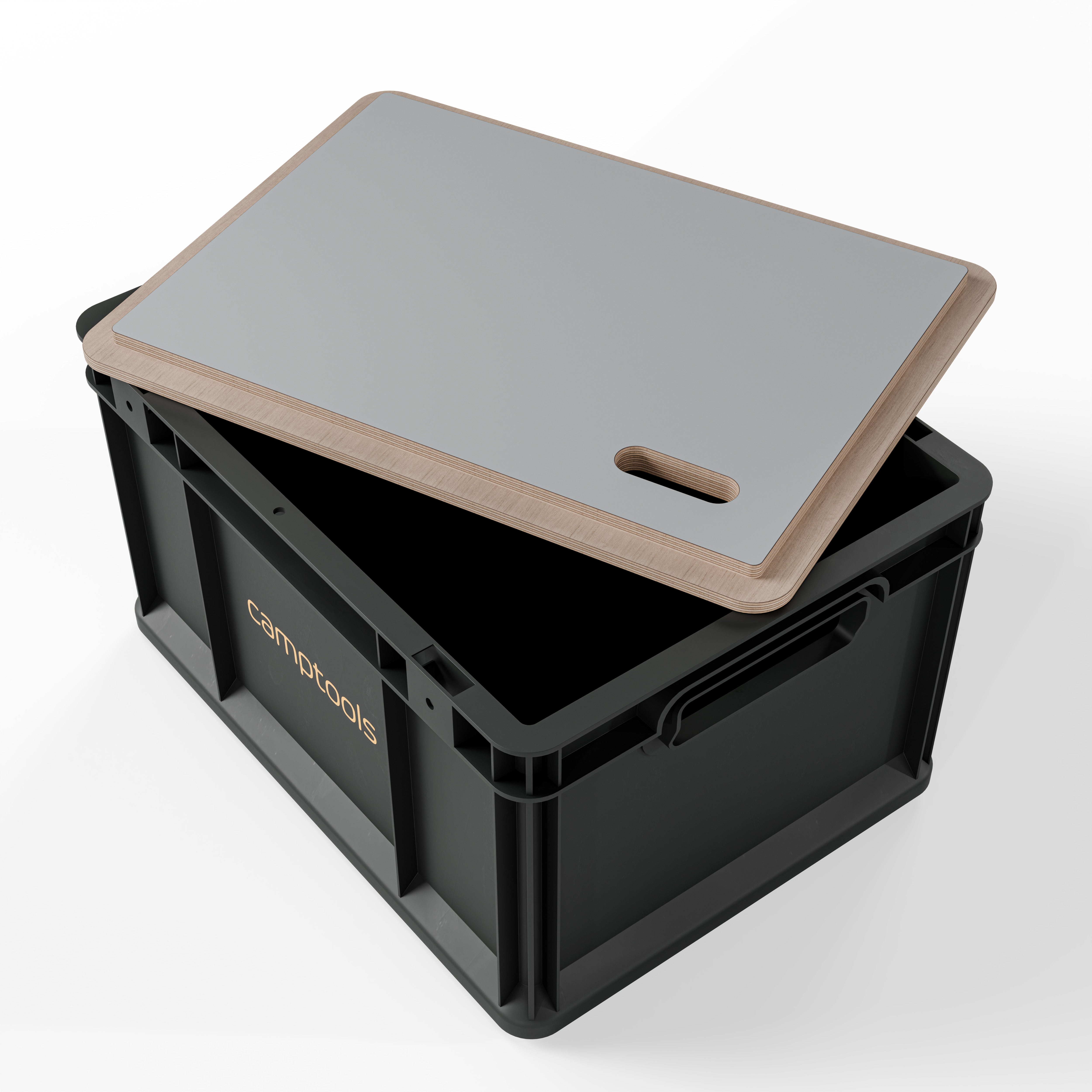 Eurobox Anthrazit mit Deckel im Set in verschiedenen Größen aus Recyclingkunststoff