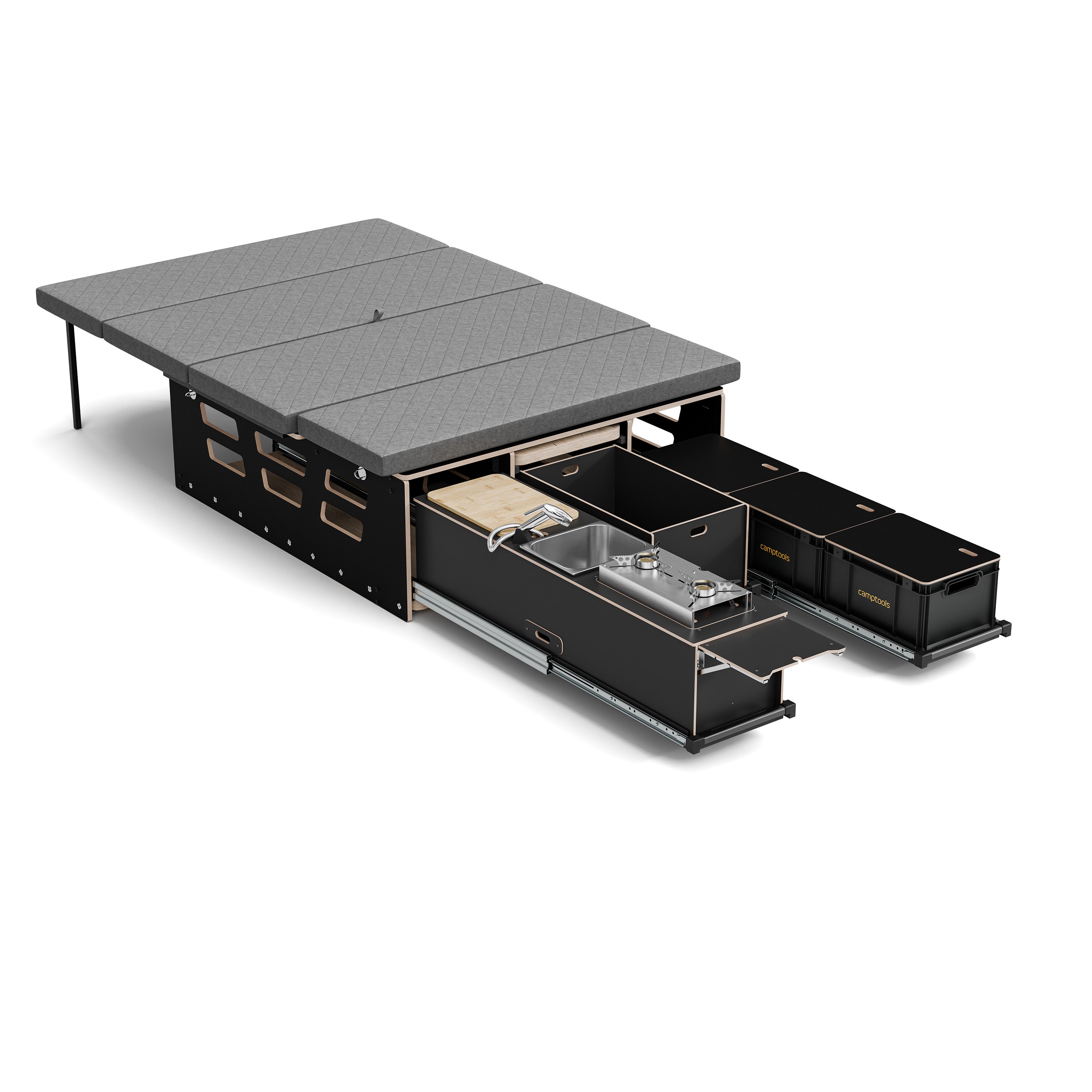 BENCH2 Komplettset inkl. Küchenmodul, Wassersystem und Kühlbox