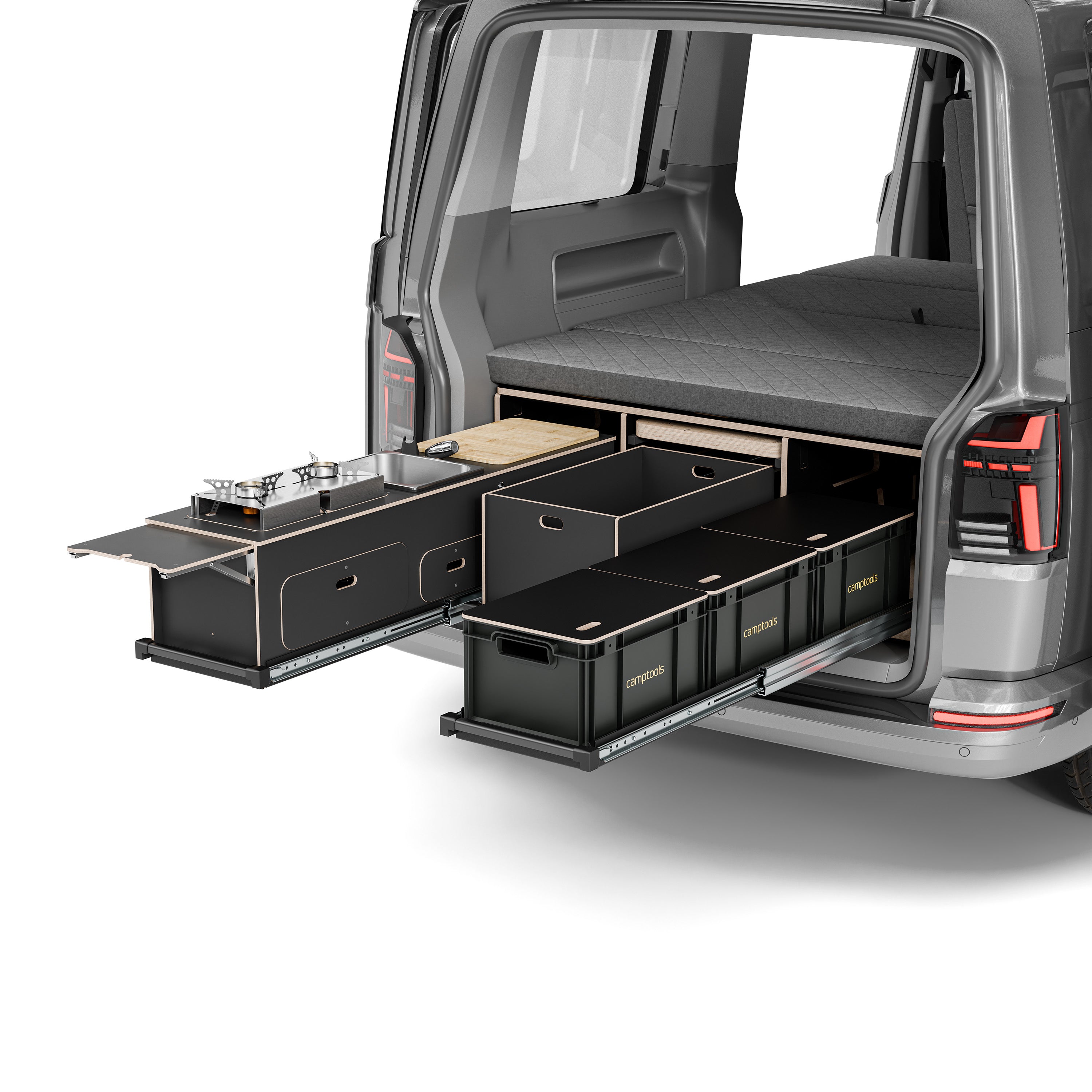 BENCH2 Komplettset – Camper Ausbau mit Bett, Küche & Stauraum – camptools