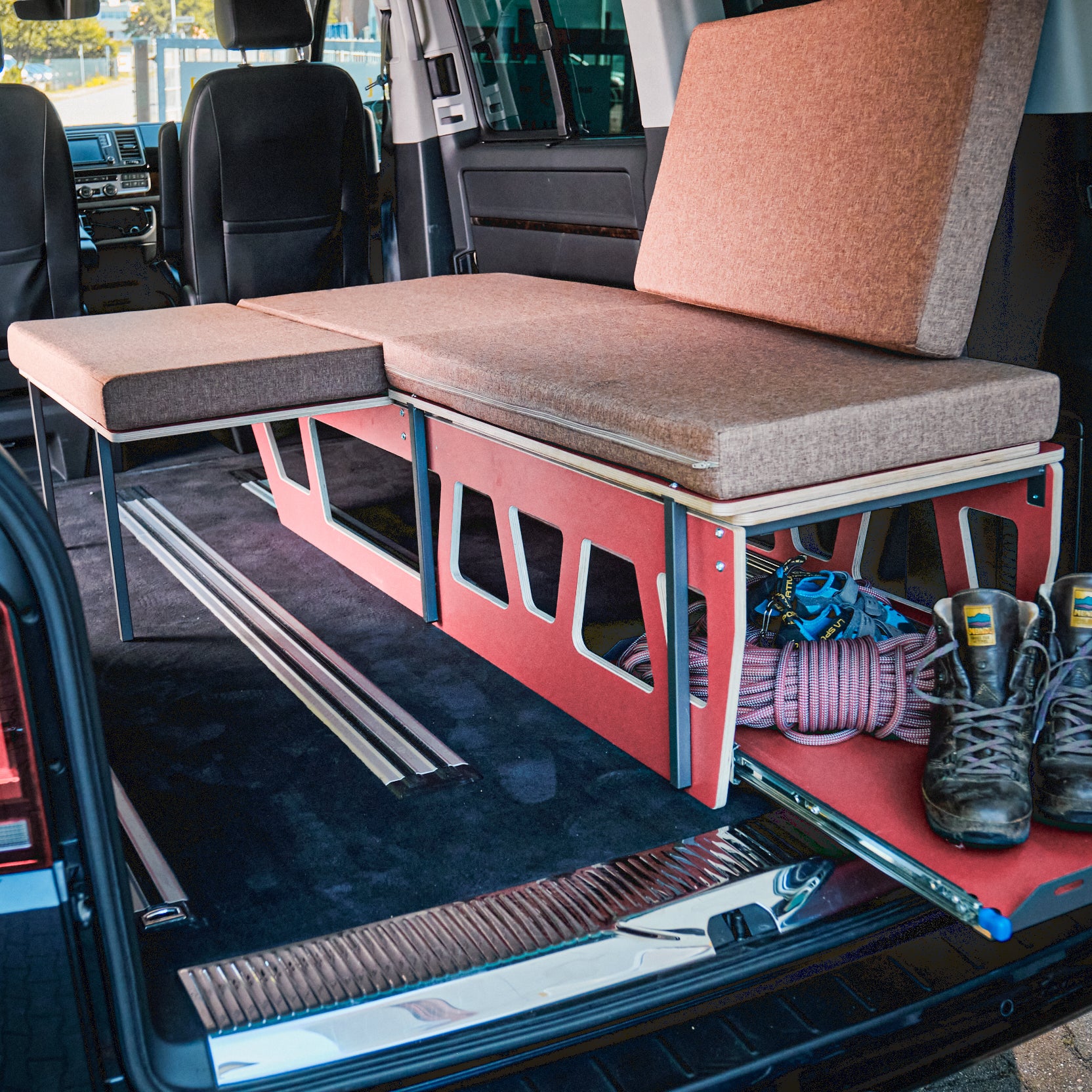 camper klappbett SINGLE-DOUBLE Schlafsystem – Flexibles Klappbett für VW, Mercedes, Ford & viele weitere Vans – camptools