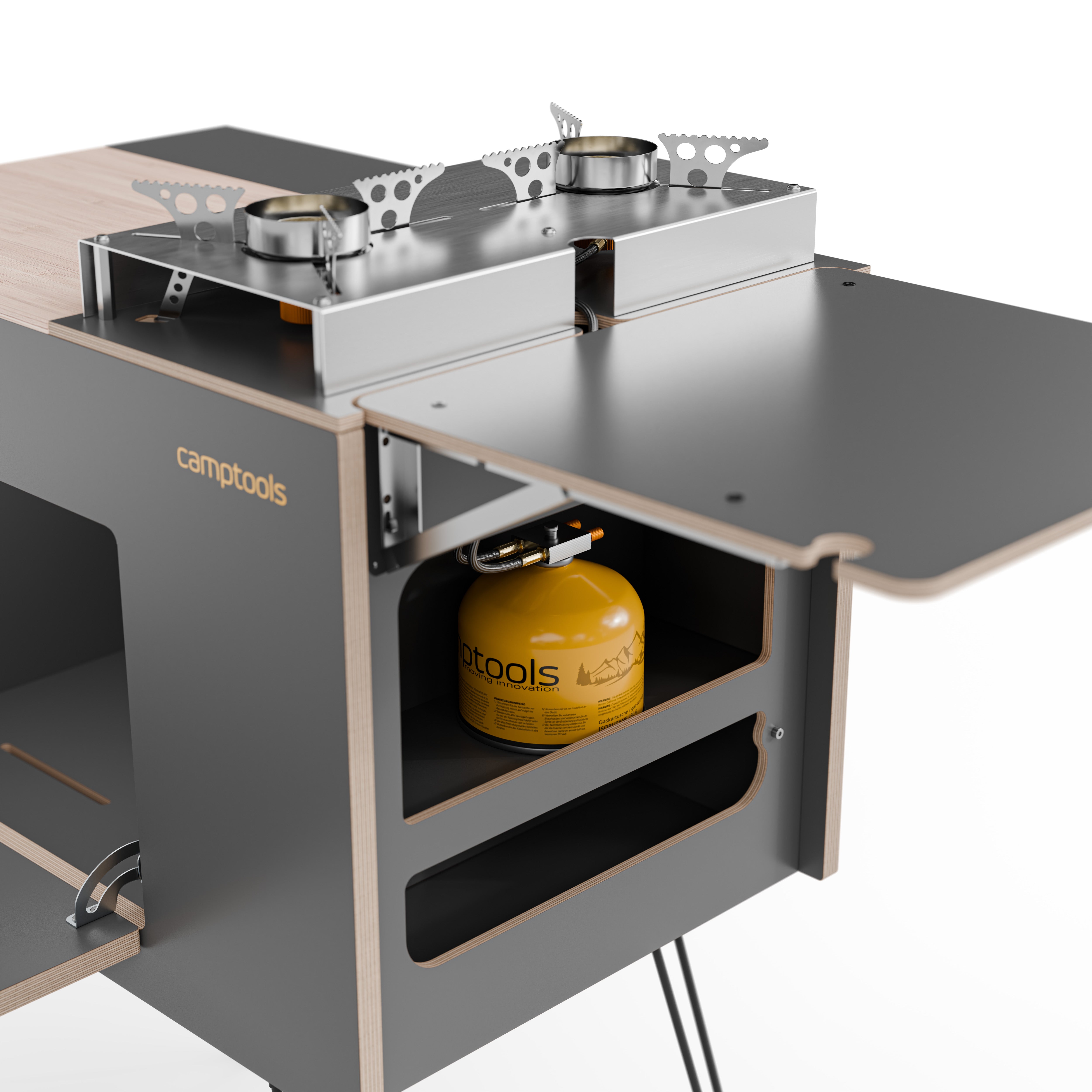 COBO Küchenbox und Kochbox mit Gaskocher im Euroboxformat