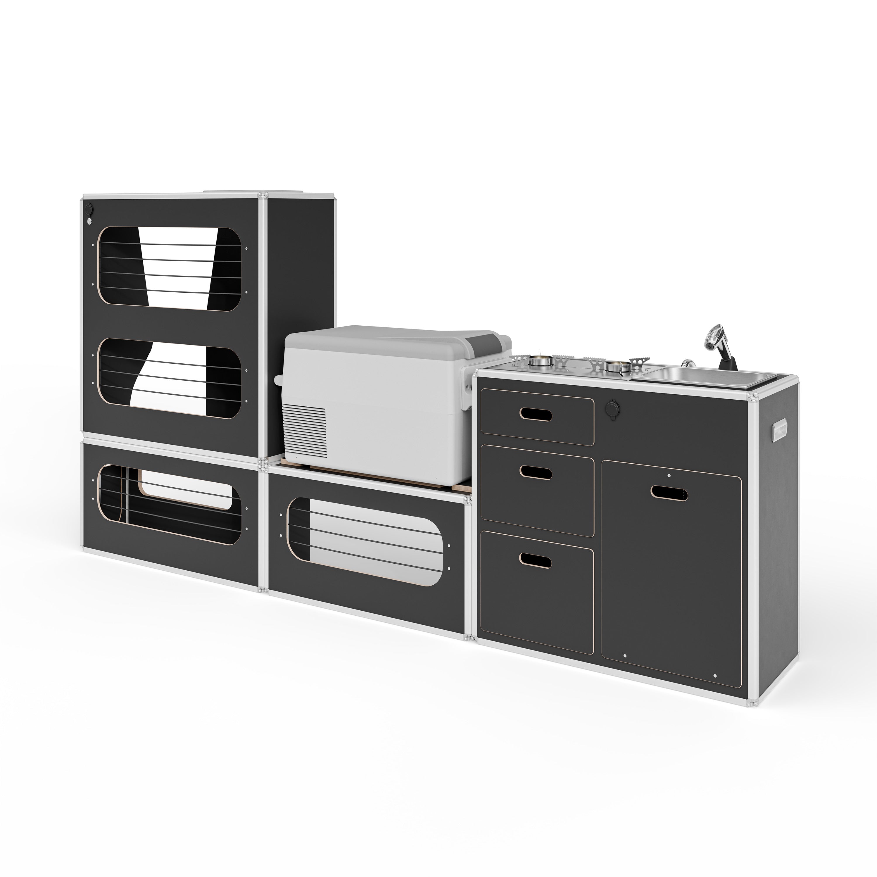 camper möbel Premium Modulmöbel‑Bundle für Van‑Innenausbau inkl. Küche und Kühlbox – camptools