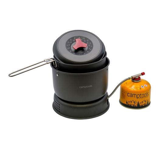 Storm cooker with gas and alcohol burner complete set