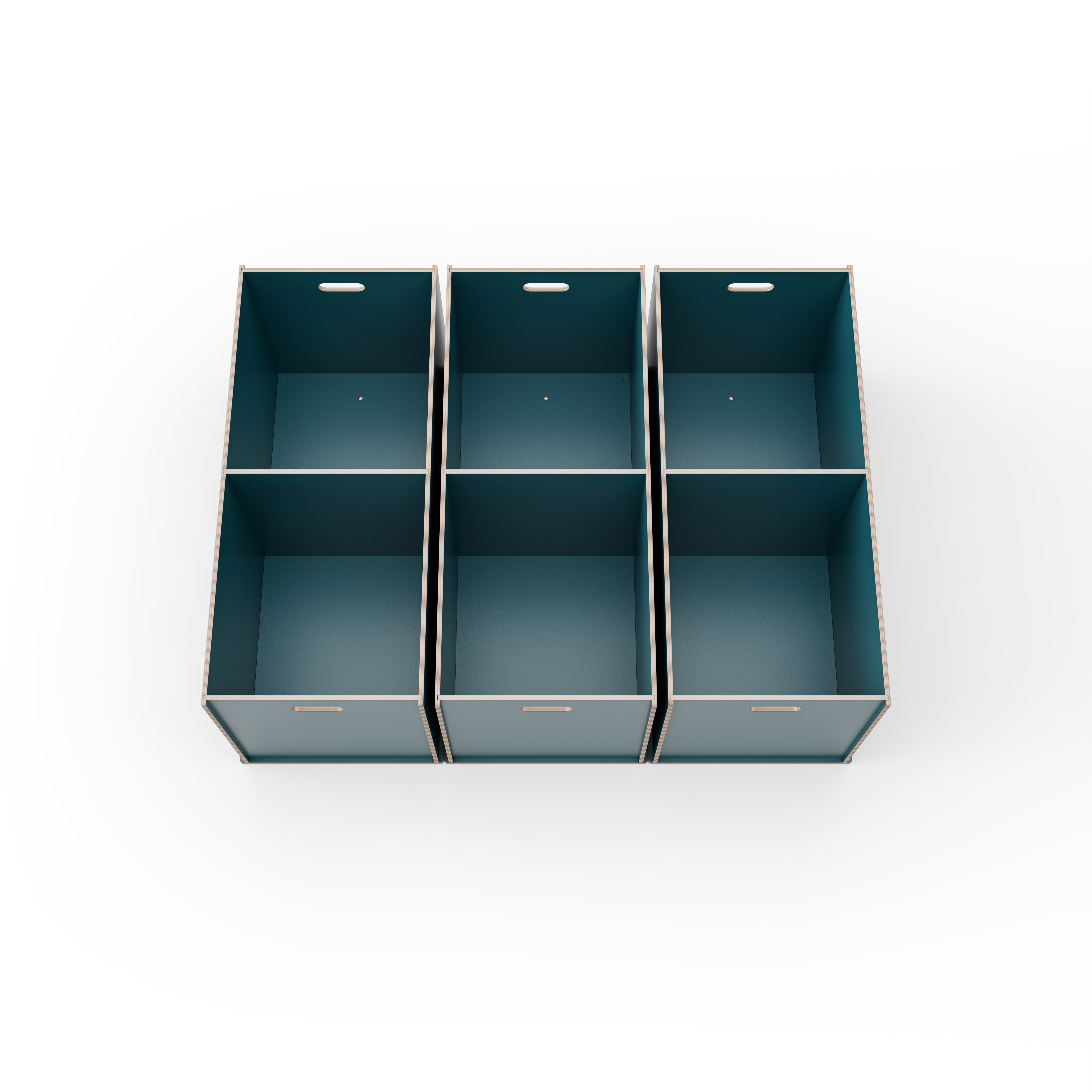 Staukiste groß mit zwei Fächern in verschiedenen Farben aus Holz