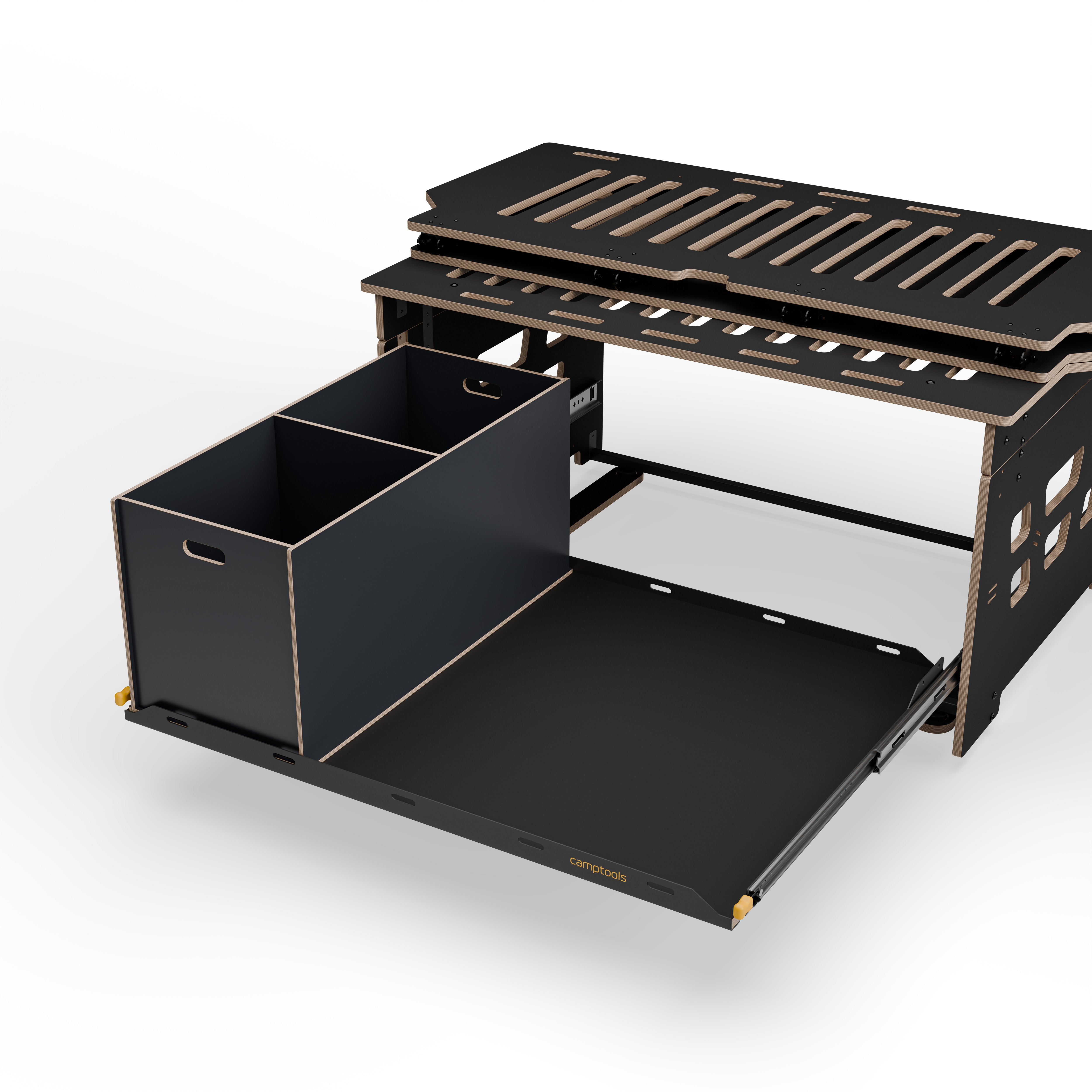 Staukiste groß mit zwei Fächern in verschiedenen Farben aus Holz