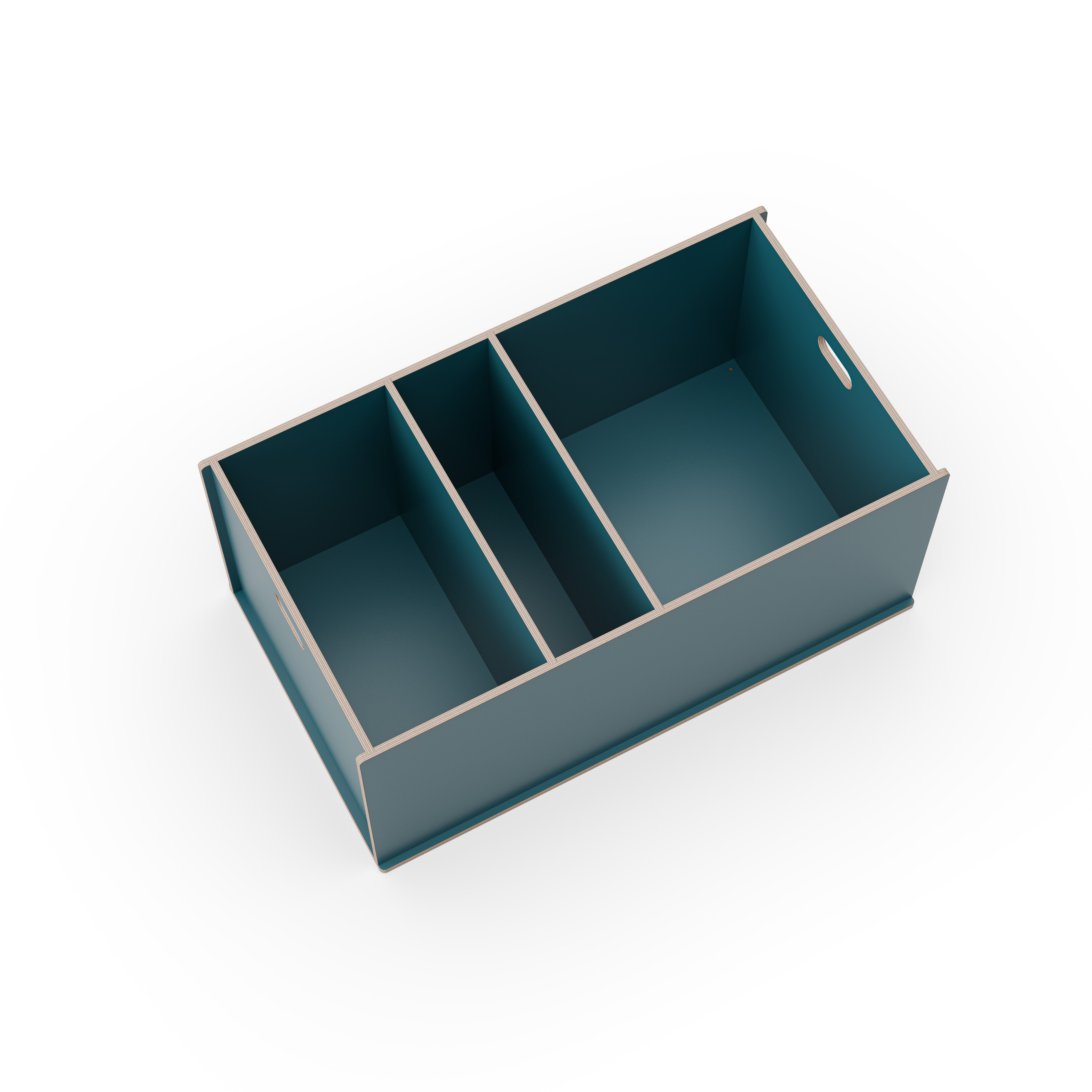 Staukiste klein mit drei Fächern in verschiedenen Farben aus Holz