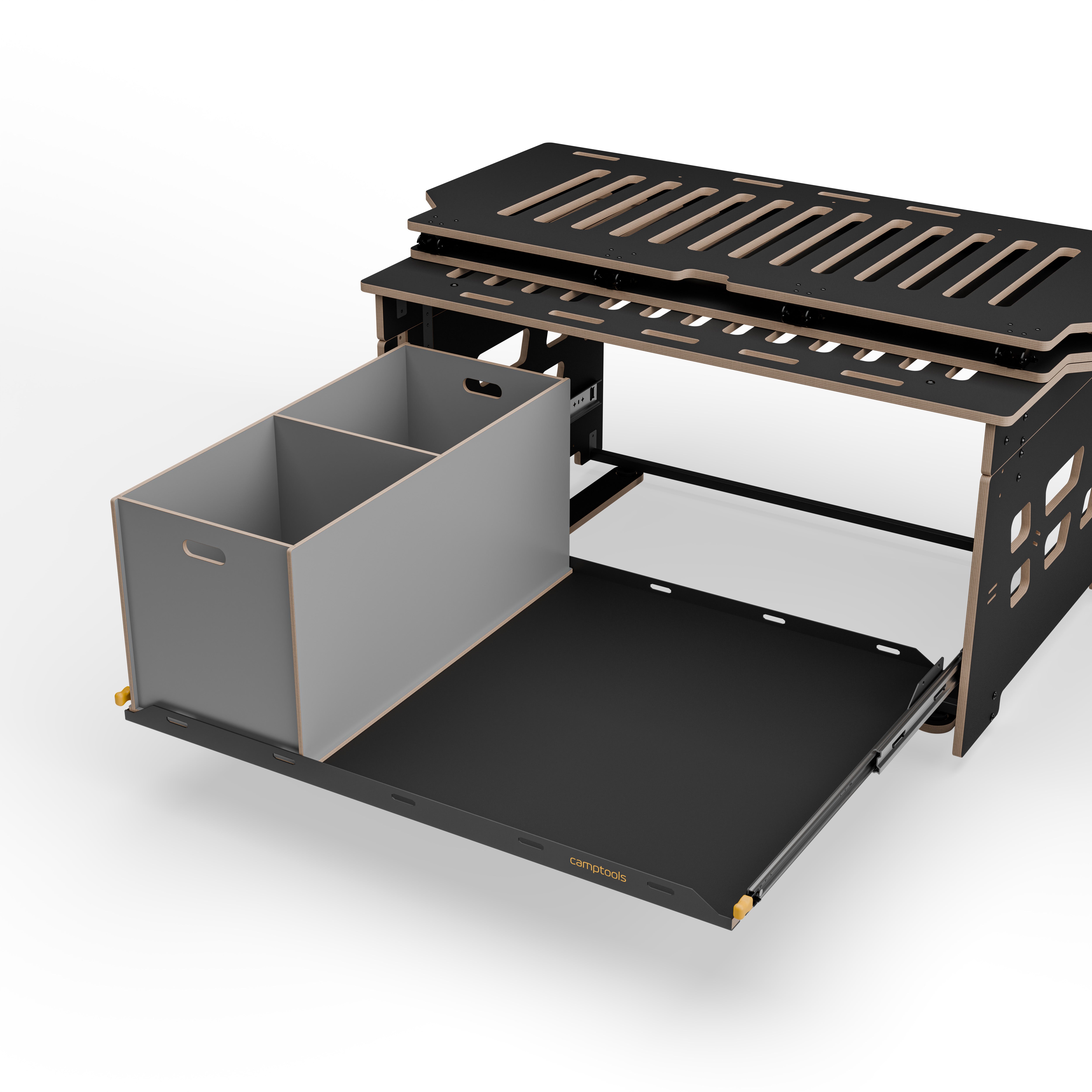 Staukiste groß mit zwei Fächern in verschiedenen Farben aus Holz