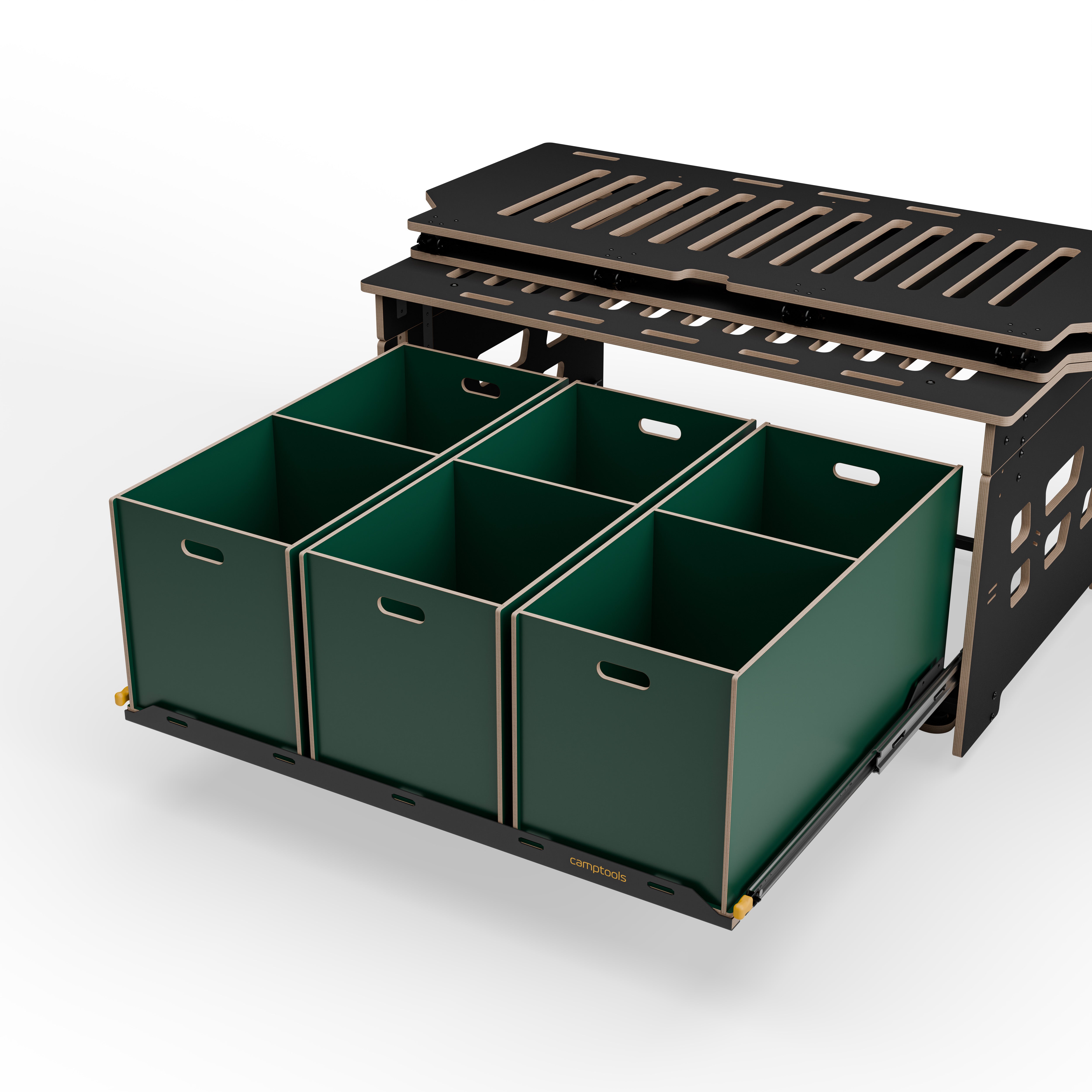 Staukiste groß mit zwei Fächern in verschiedenen Farben aus Holz