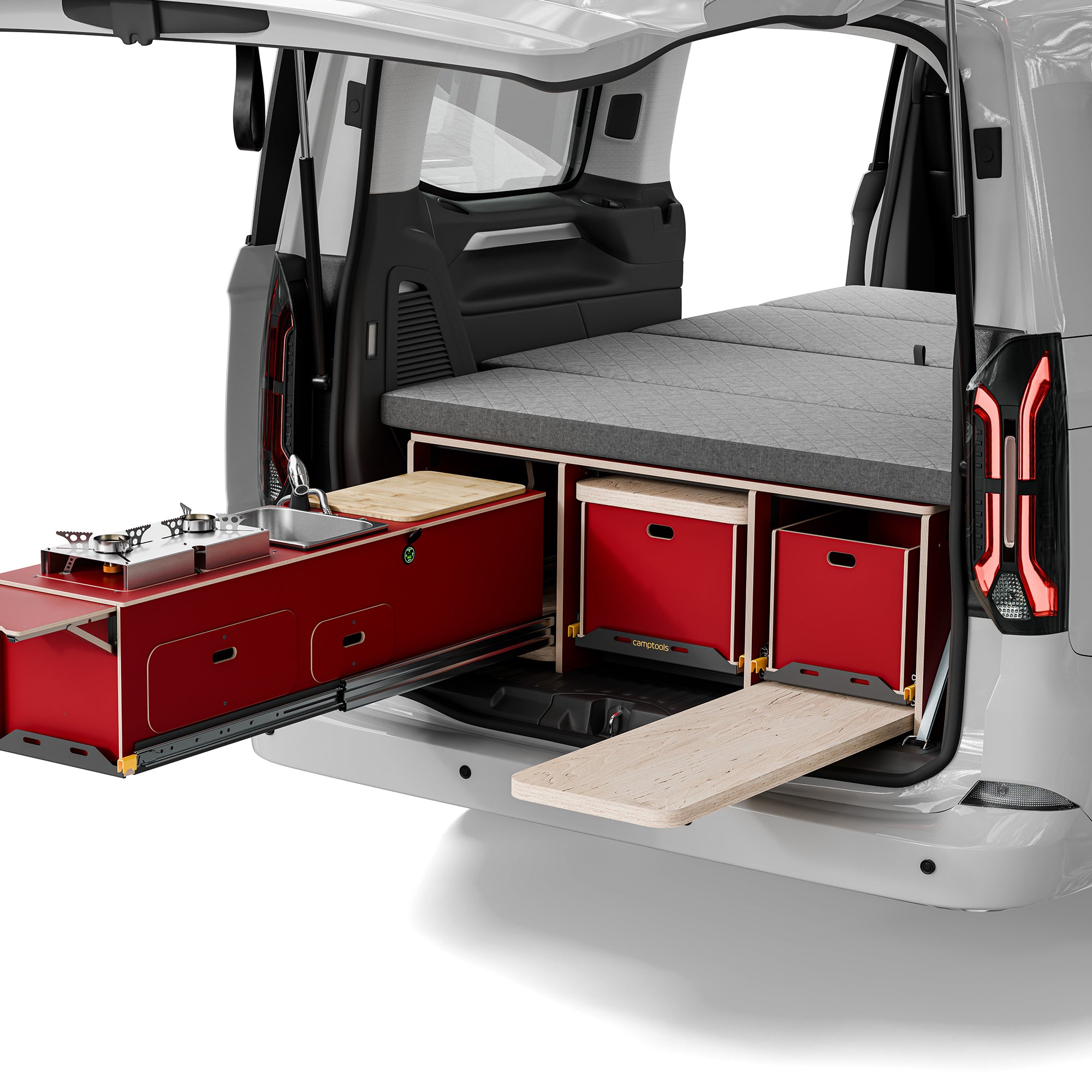 camping module für kastenwagen BENCH2 Camper Ausbau – Bett, Stauraum & Küche für Vans – camptools