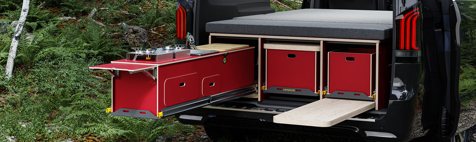 BENCH2 - die all-in-one-campbox mit ausziehbarer Sitzbank