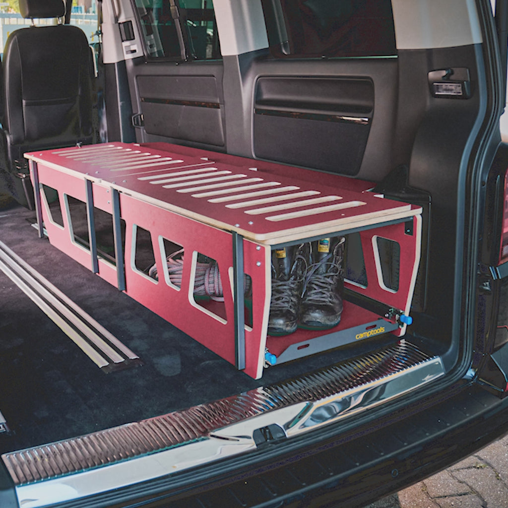 camper bett klappbar SINGLE-DOUBLE Schlafsystem – Flexibles Klappbett für VW, Mercedes, Ford &  viele weitere Vans – camptools